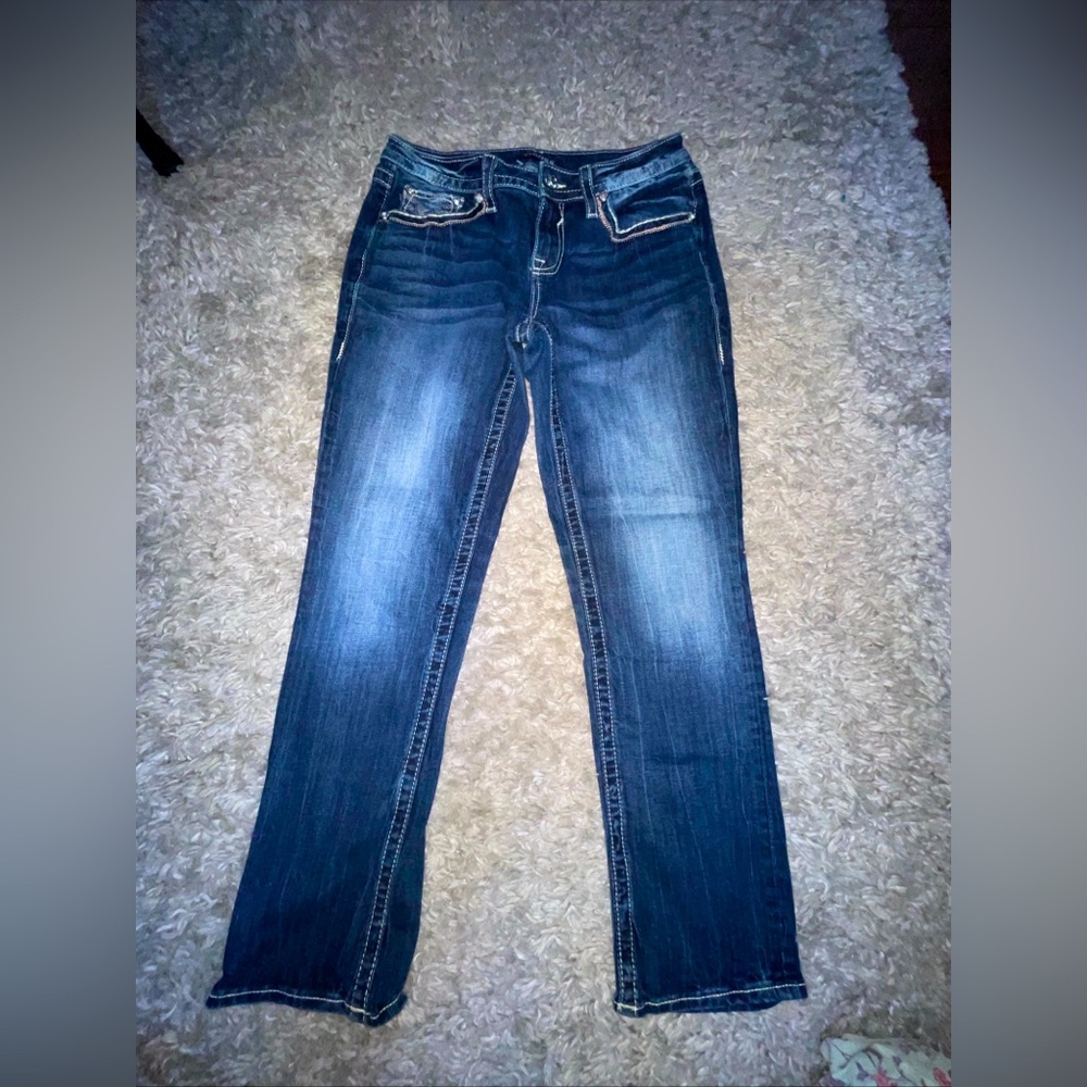 Vigoss Heritage Fit Jeans Women's Size 10/ Inseam 28 Embellished Blue